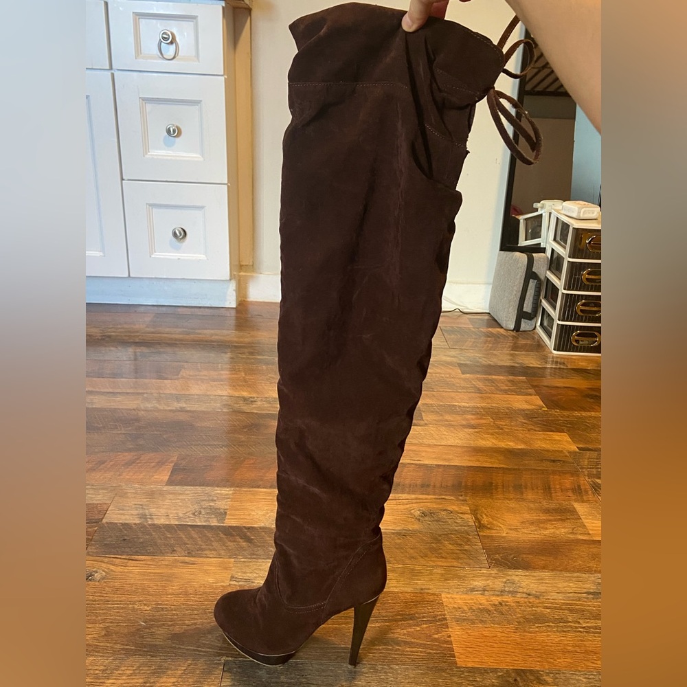 Brown Suede Over-the-Knee Boots